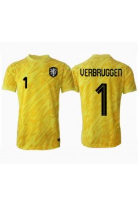 Nederland Bart Verbruggen #1 Keeper Fotballdrakt Borte Klær EM 2024 Korte ermer